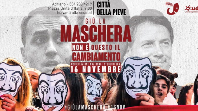 Protesta studentesca a Città della Pieve corteo da piazza Unità d'Italia