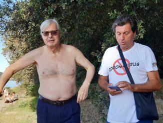 Trasimeno, blitz di Vittorio Sgarbi ad Isola Polvese