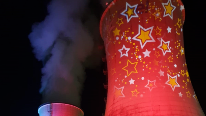 Pietrafitta, Enel riveste di luci la torre della centrale