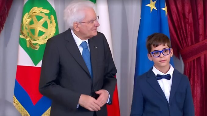 Sebastiano Guazzeroni e nuovo Alfiere della Repubblica, premiato da Mattarella