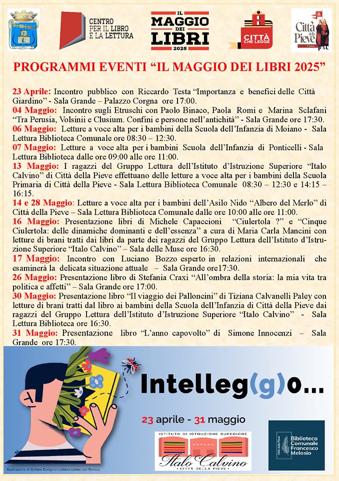 Città della Pieve, Giornata Mondiale del Libro e "Il Maggio dei Libri" 2025