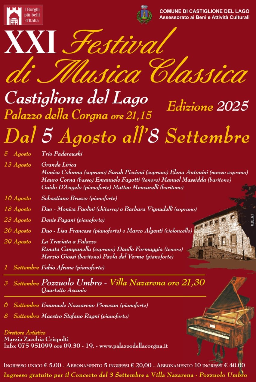 Castiglione del Lago: torna il Festival di Musica Classica